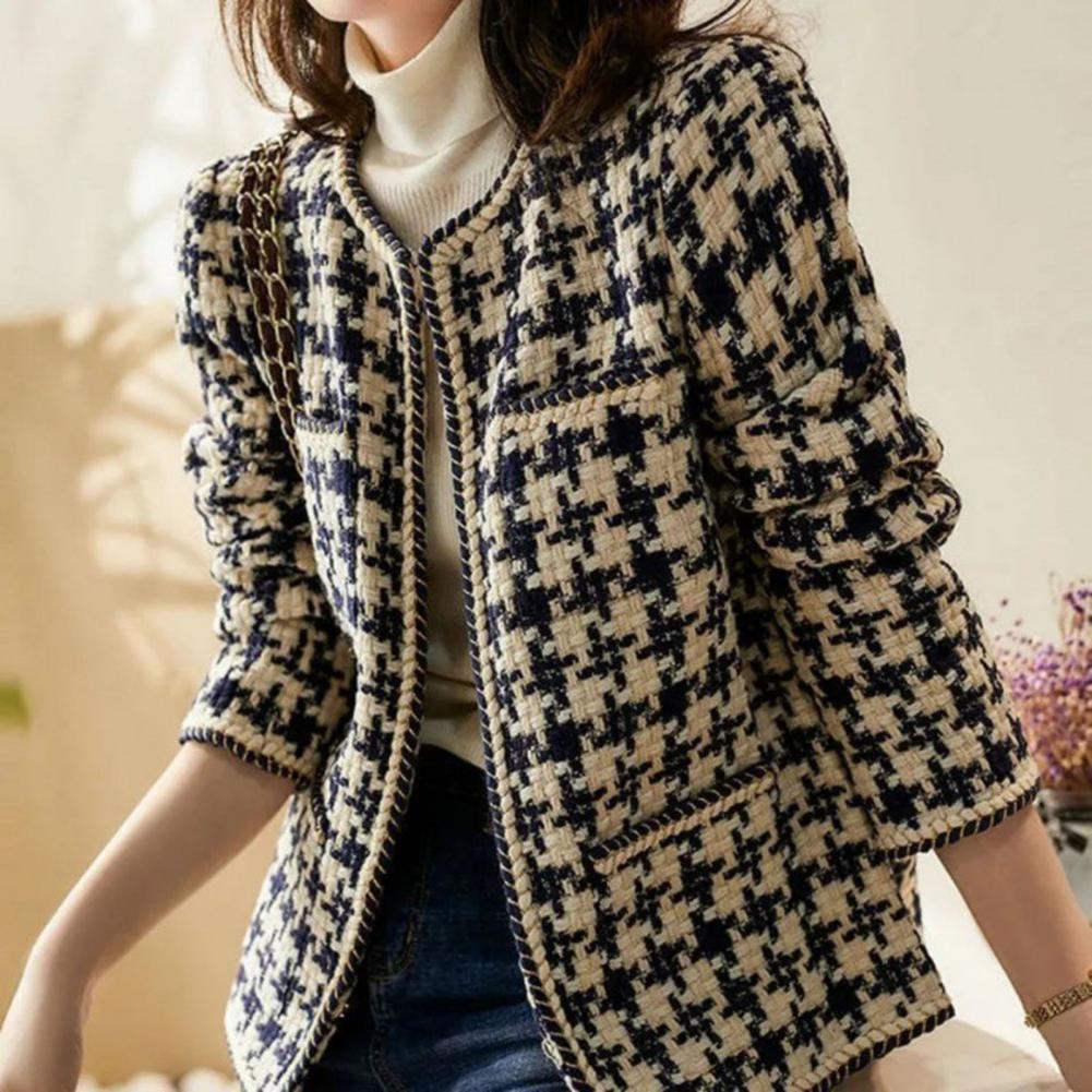 Grid Plaid Tweed Jacket Women - Tweed Blazer - LeStyleParfait