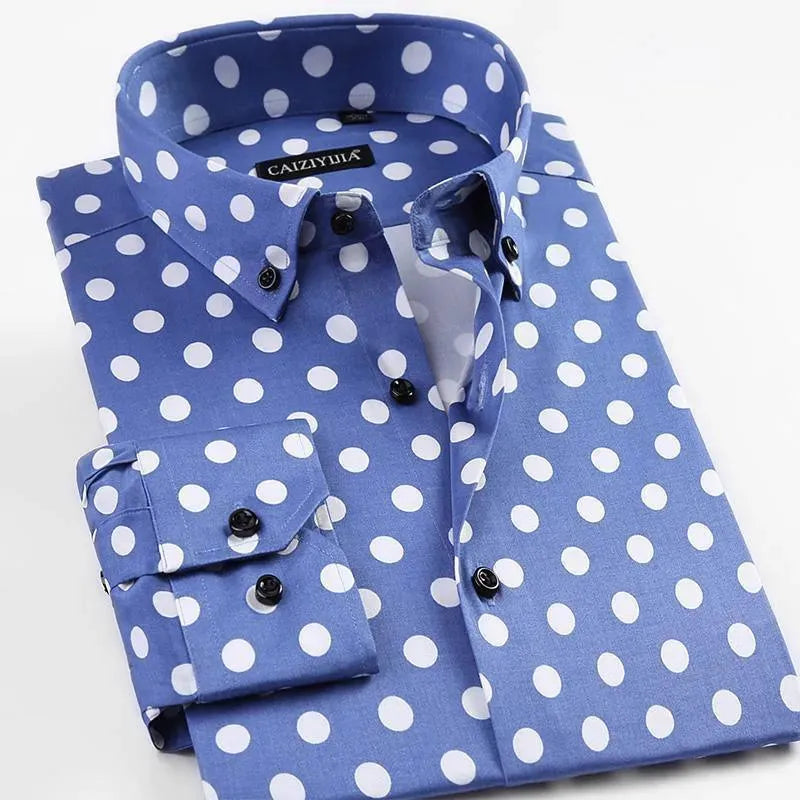 mens blue polka dot dress shirt Amazon.com: JEShifangjiusu Men's Business Dress Shirt Casual Polka Dot  Printed Button Down Shirts Fashion Long Sleeve Regular Fit Shirt  (Medium,Dark Blue) : Clothing, Shoes & Jewelry
