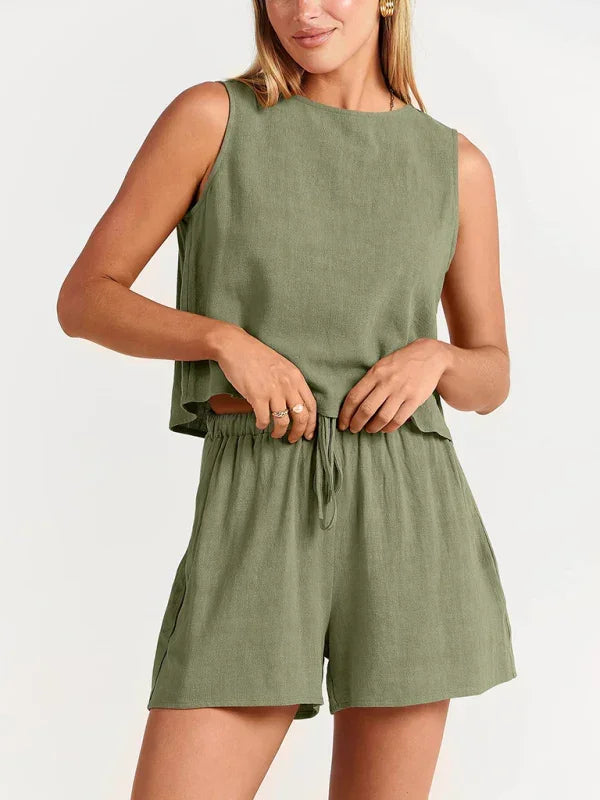 Ensemble Short + Haut Imprimé Été Fille - Col Rond, Poches, Léger & Confortable - Tenue Décontractée 8 Ans