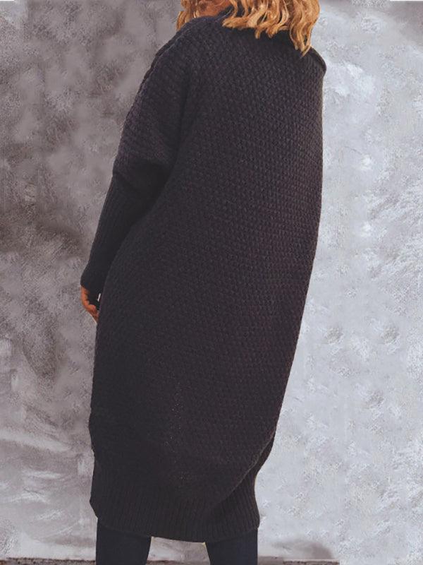 Scarf Collar Doll Sleeve Knit Long Sweater Cardigan - Cardigan Sweater - LeStyleParfait
