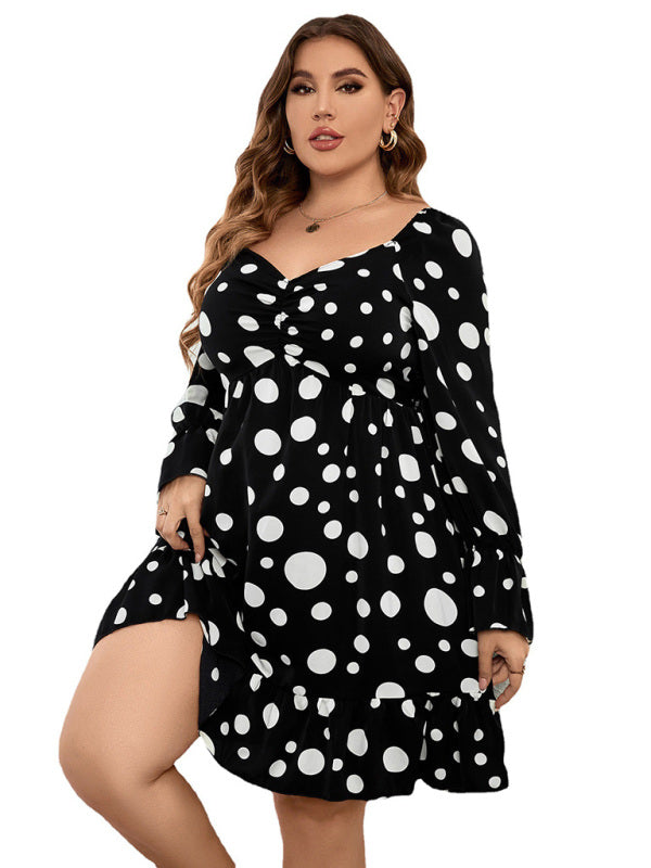 Casual Polka Dot V-Neck Dress