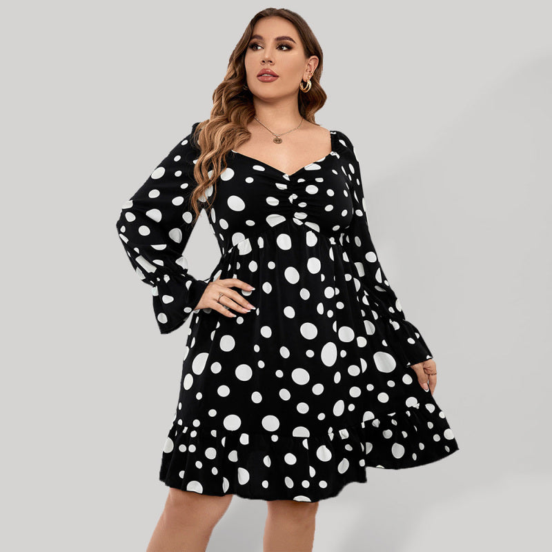 Casual Polka Dot V-Neck Dress