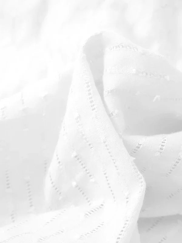 Chic White Cotton V-Neck Midi Dress