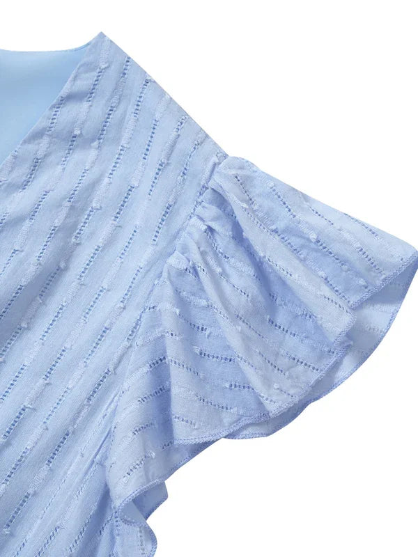 Chic White Cotton V-Neck Midi Dress