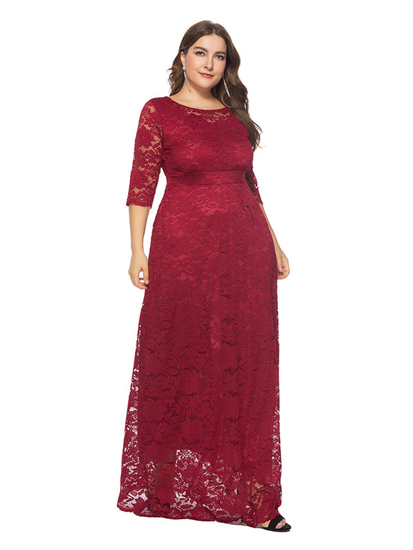 Elegant Lace Evening Maxi Dress