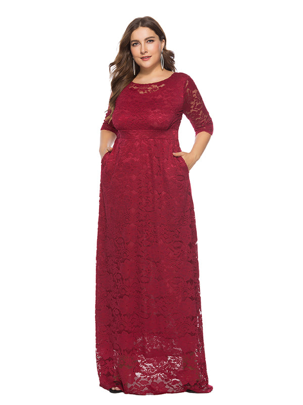 Elegant Lace Evening Maxi Dress