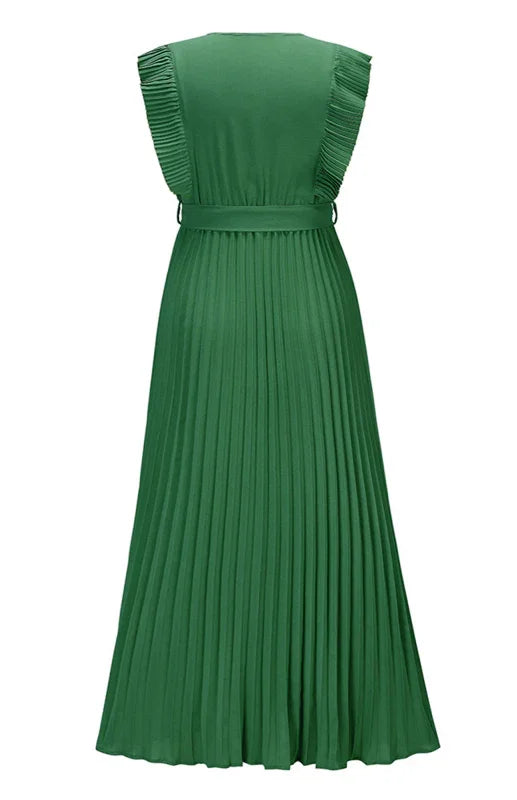 Elegant Pink Chiffon Wrap Midi Dress