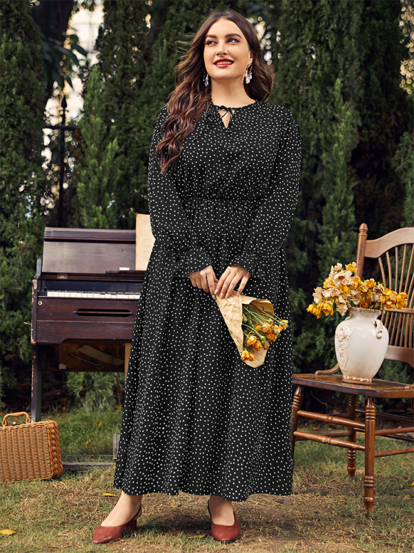 Flowing Polka Dot Maxi Dress