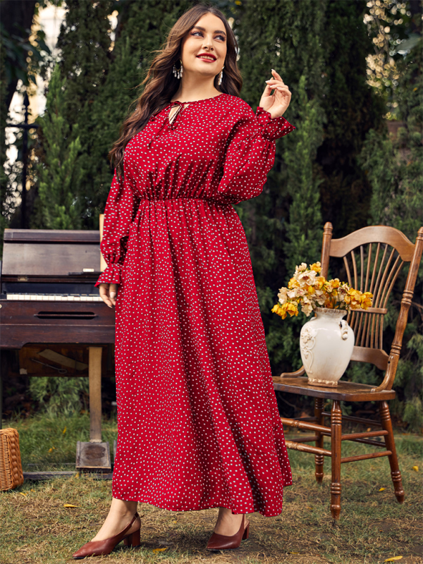 Flowing Polka Dot Maxi Dress