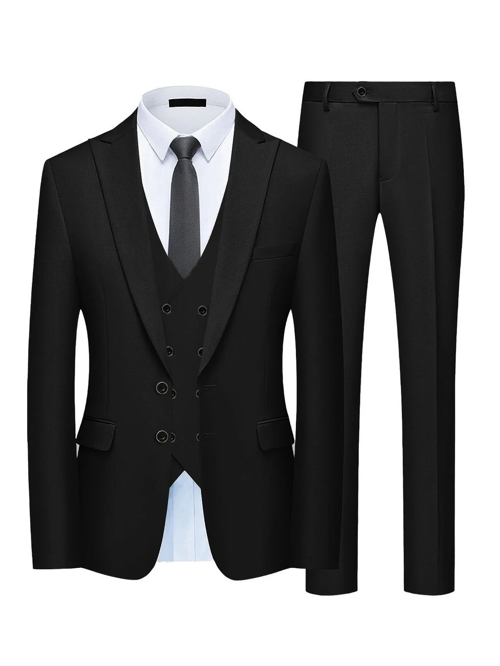 Men's Three Piece Business Suit – Double Breasted Solid Set