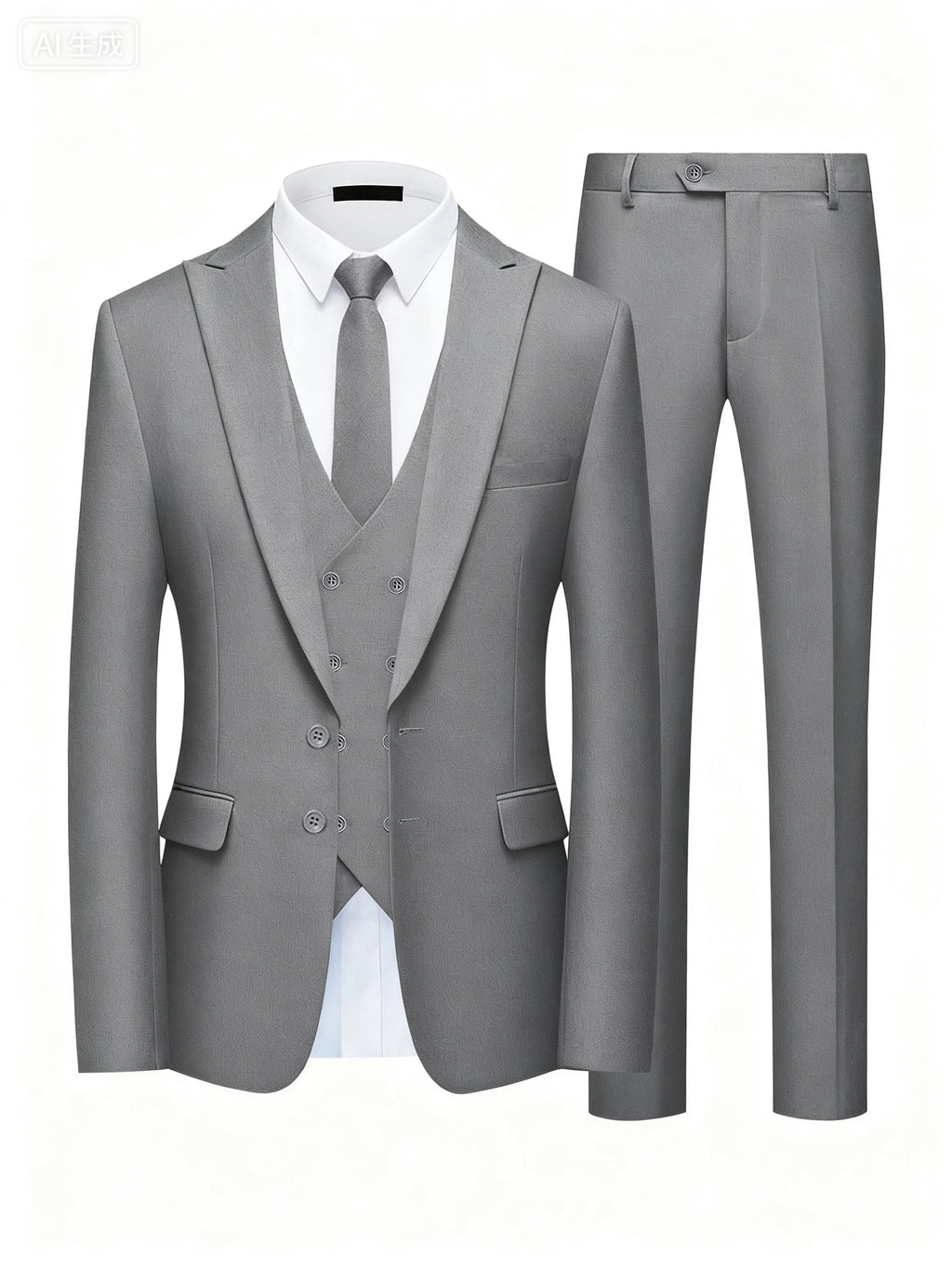 Men's Three Piece Business Suit – Double Breasted Solid Set