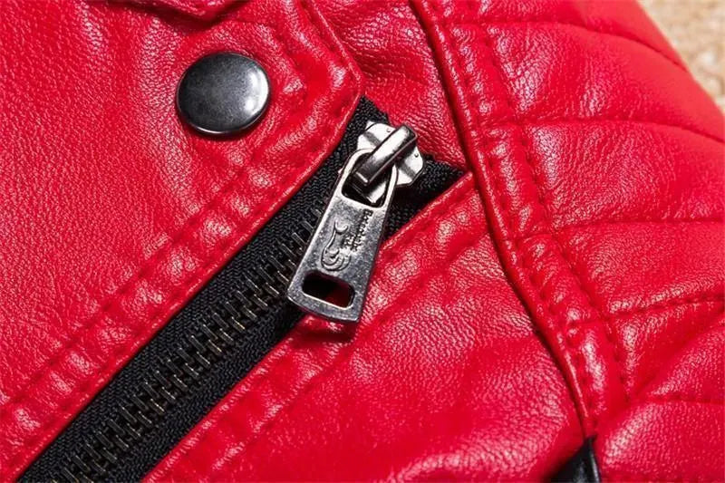 Kids Faux Leather Bomber Jacket Casual Style