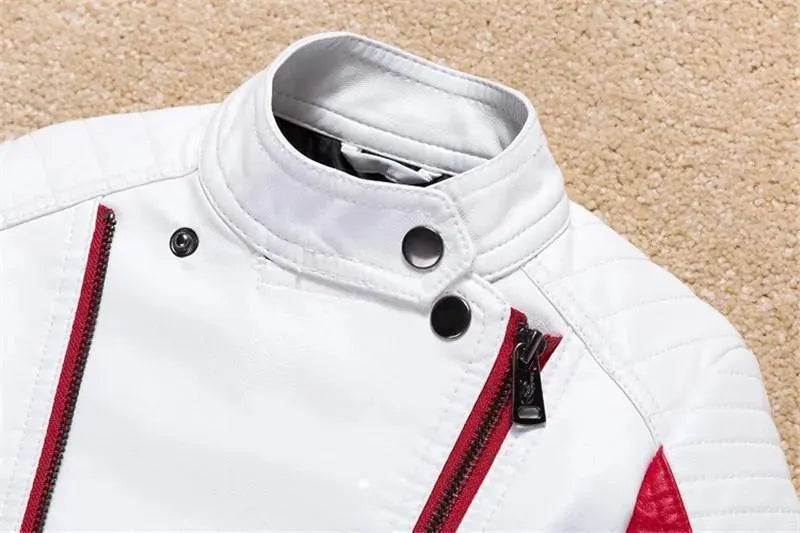 Kids Faux Leather Bomber Jacket Casual Style