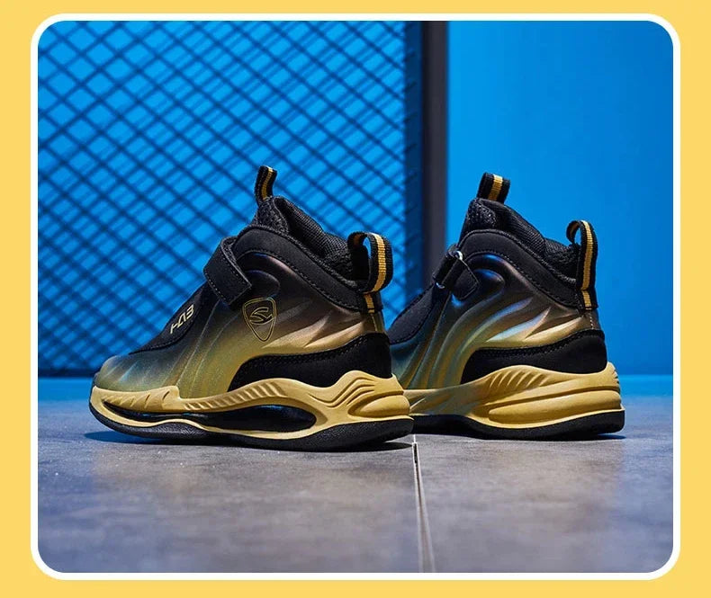 Kids' Sneakers - Mid-Top Kids High Tops Sneakers - Lace-Up Velcro All-Season Shoes