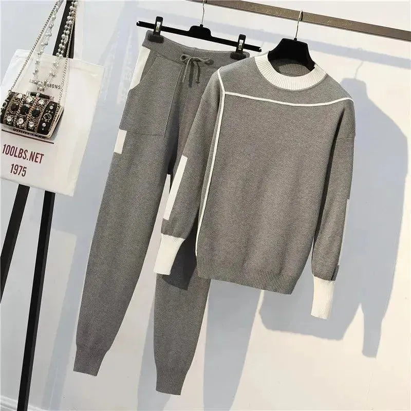 LSP SWEATER Chic Women Casual Striped Two-Piece Sweater Set