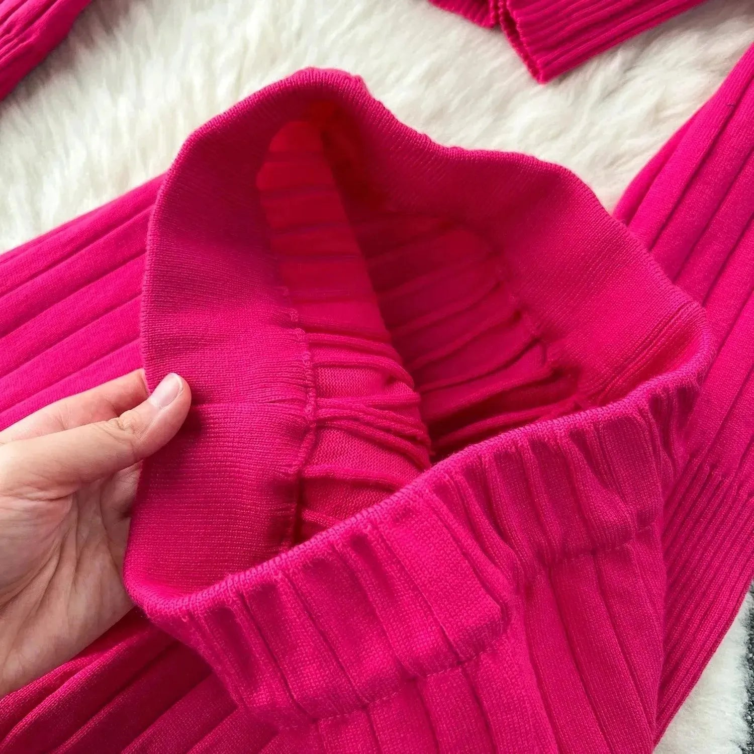 LSP SWEATER Cozy Women Casual Ribbed Two-Piece Sweater Set