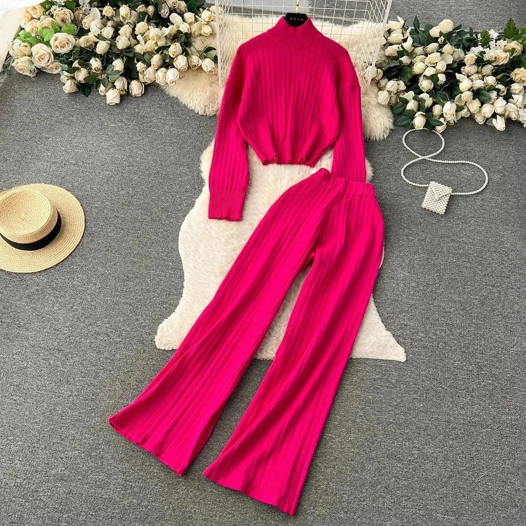 LSP SWEATER Cozy Women Casual Ribbed Two-Piece Sweater Set