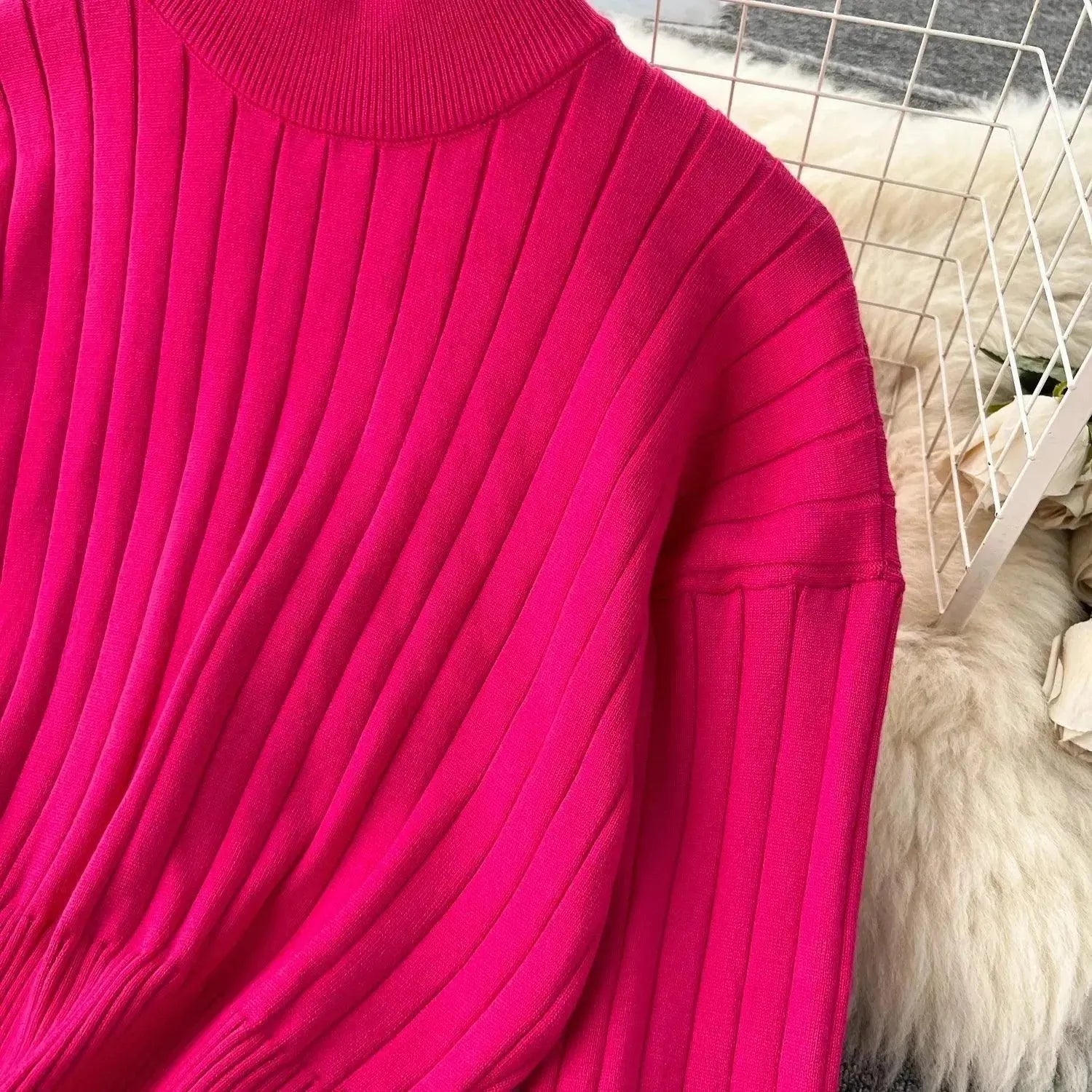 LSP SWEATER Cozy Women Casual Ribbed Two-Piece Sweater Set