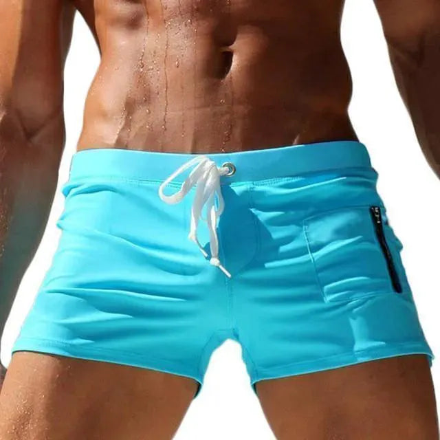 Men Black Minimalist Sporty Swim Shorts