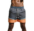 Men Blue White Colorblock Swim Shorts