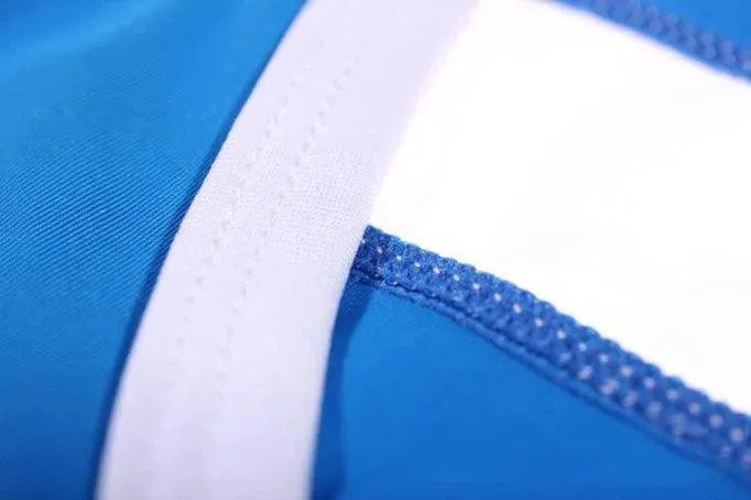 Men Blue White One Piece Swimsuit