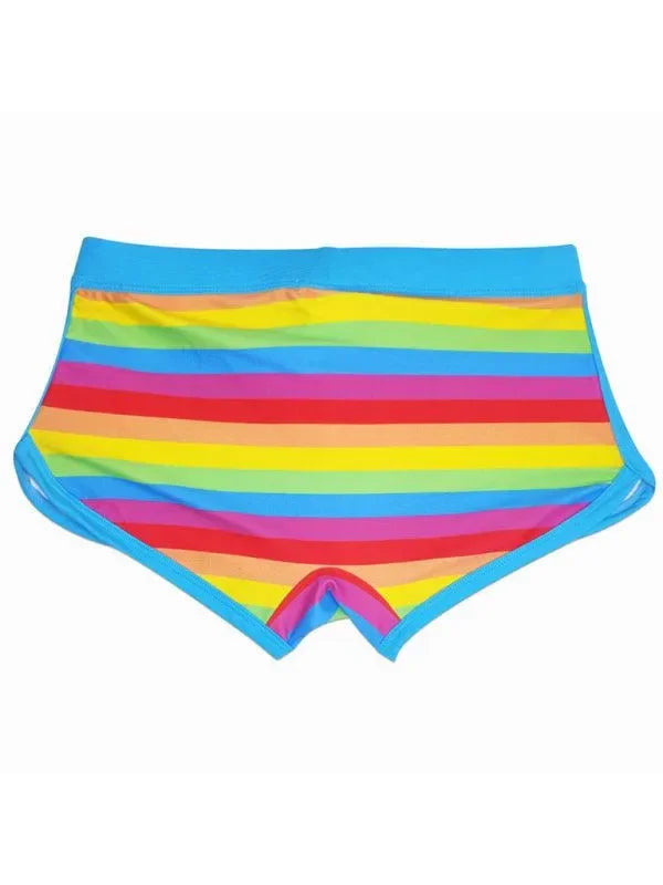 Men Rainbow Striped Swim Shorts