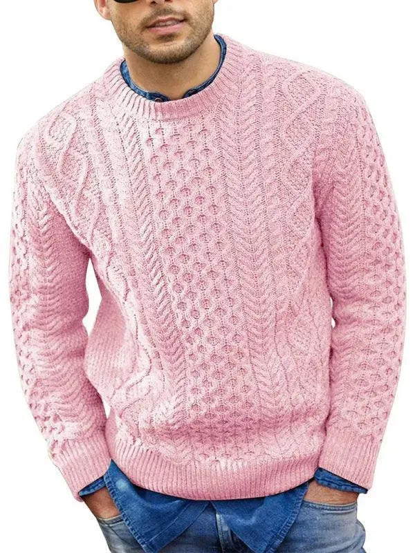 Men’s Cable Knit Crew-Neck Pullover Sweater – Knit