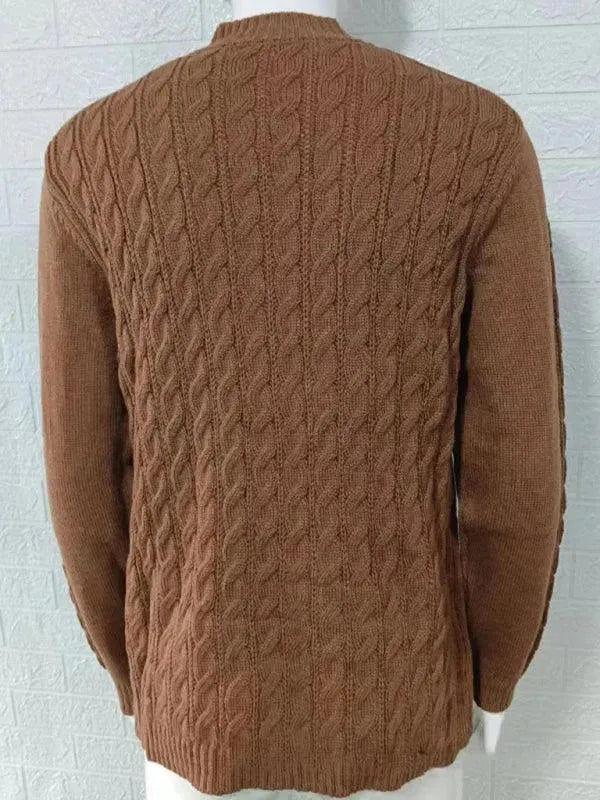Men’s Cable Knit Half-Zip Pullover Sweater – Turtleneck
