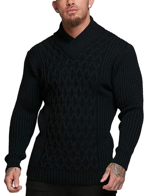Men's Cable Knit Mock Neck Pullover Sweater