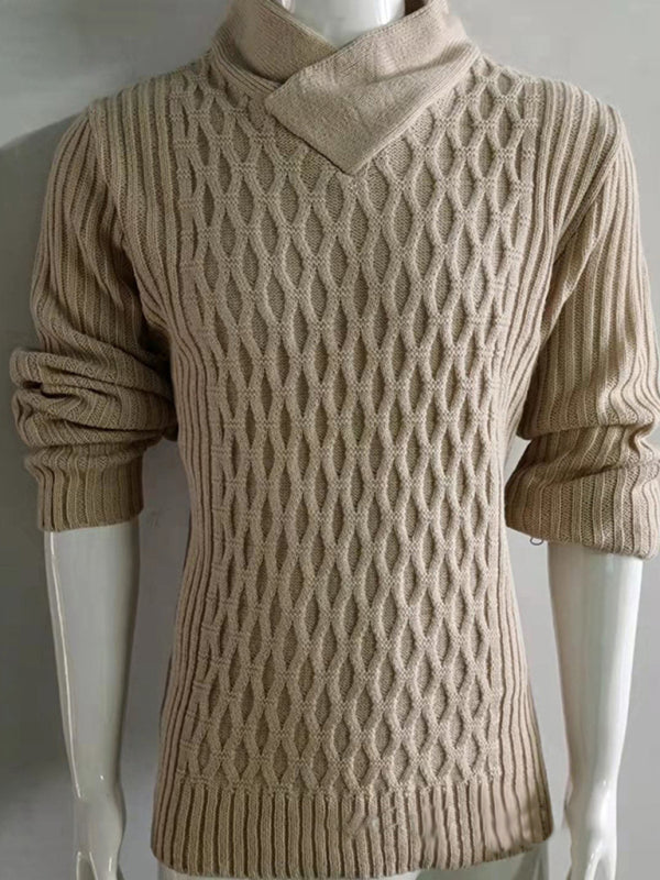 Men's Cable Knit Mock Neck Pullover Sweater