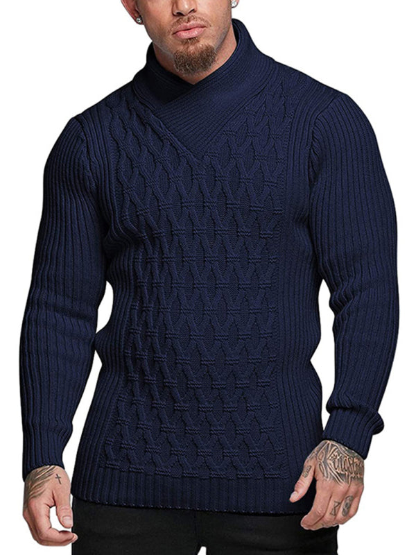 Men's Cable Knit Mock Neck Pullover Sweater