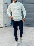 Men's Cable Knit Mock Neck Pullover Sweater