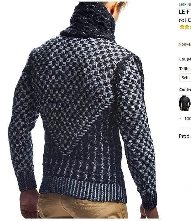 Men’s Cable Knit Turtleneck Pullover Sweater