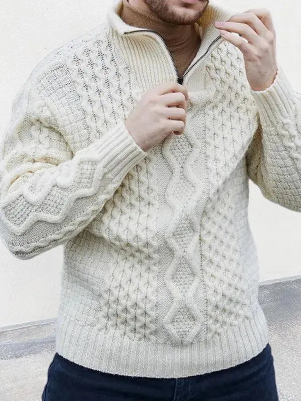 Men’s Cable Knit Turtleneck Pullover Sweater