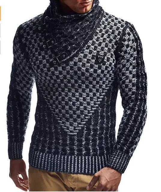 Men’s Cable Knit Turtleneck Pullover Sweater
