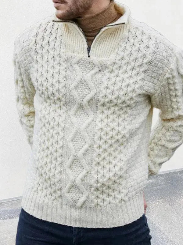 Men’s Cable Knit Turtleneck Pullover Sweater