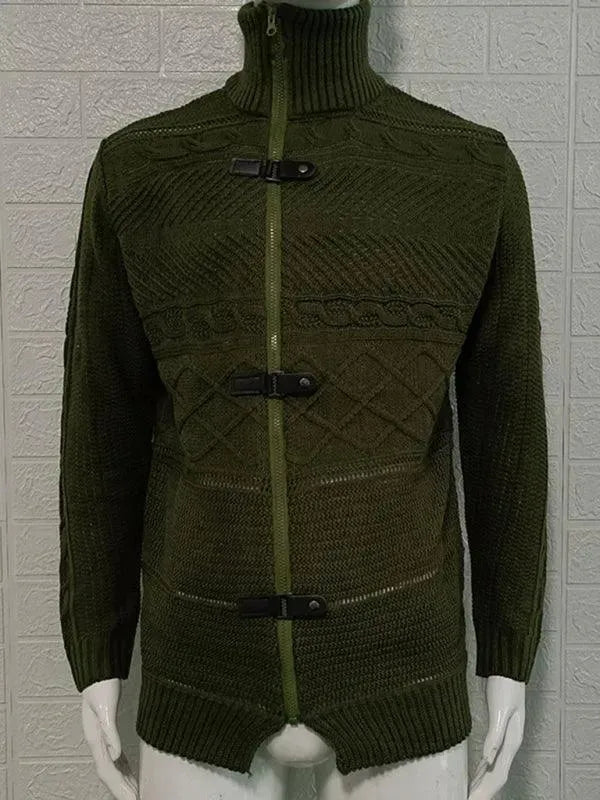 Men’s Full-Zip Turtleneck Cardigan Sweater – Stretch