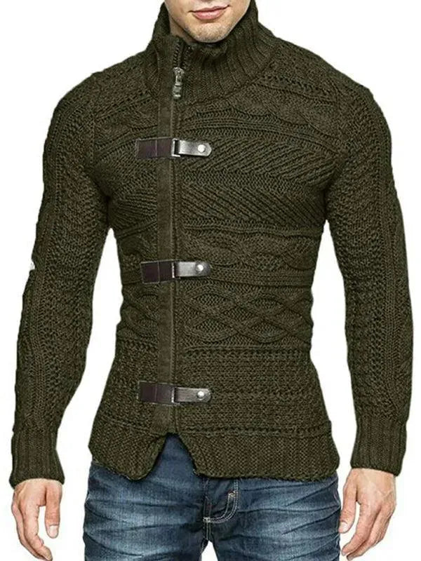 Men’s Full-Zip Turtleneck Cardigan Sweater – Stretch