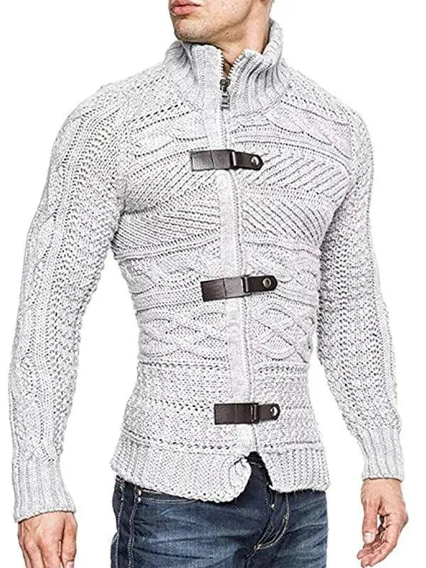 Men’s Full-Zip Turtleneck Cardigan Sweater – Stretch