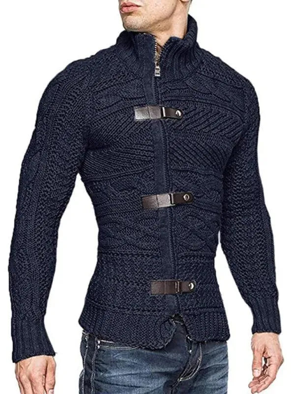Men’s Full-Zip Turtleneck Cardigan Sweater – Stretch