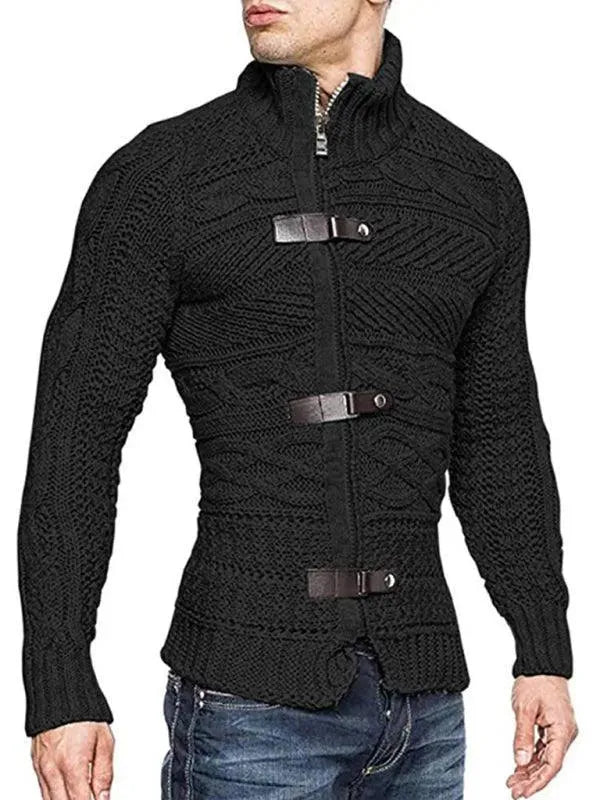 Men’s Full-Zip Turtleneck Cardigan Sweater – Stretch