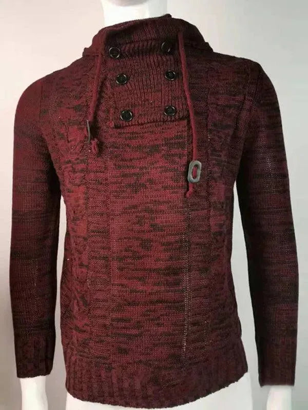 Men’s Hooded Cable Knit Pullover Sweater – Textured