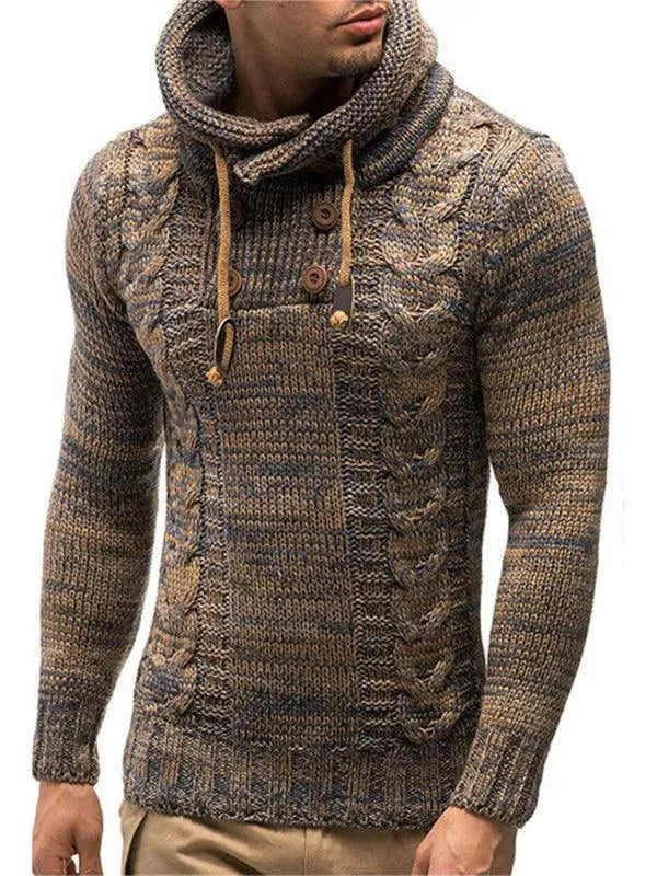 Men’s Hooded Cable Knit Pullover Sweater – Textured