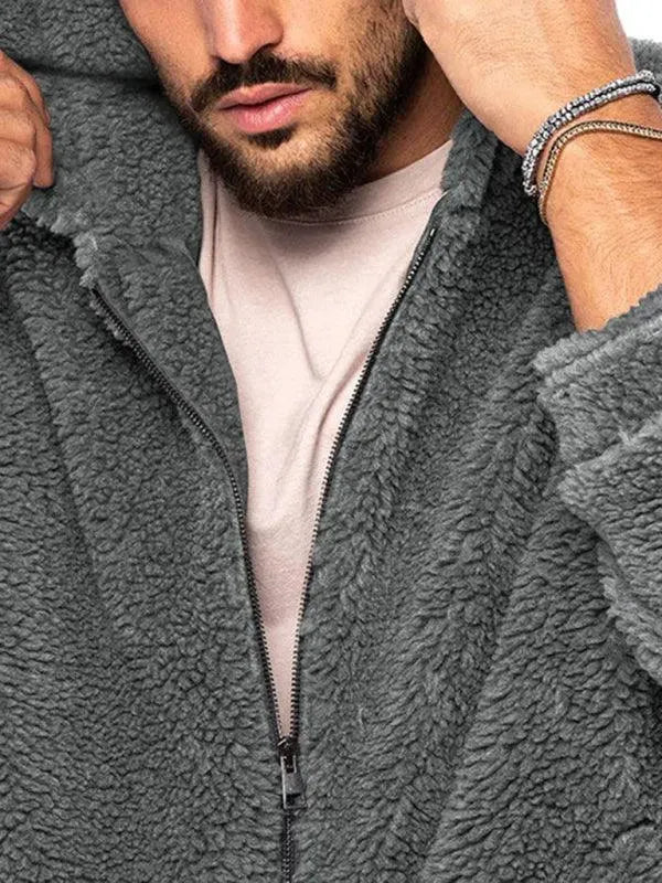 Men’s Hooded Fleece Bomber Jacket Warm Style