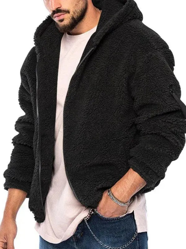 Men’s Hooded Fleece Bomber Jacket Warm Style