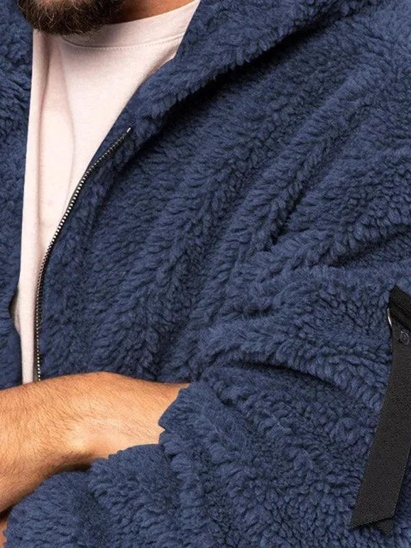 Men’s Hooded Fleece Bomber Jacket Warm Style