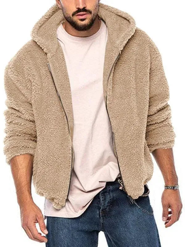 Men’s Hooded Fleece Bomber Jacket Warm Style