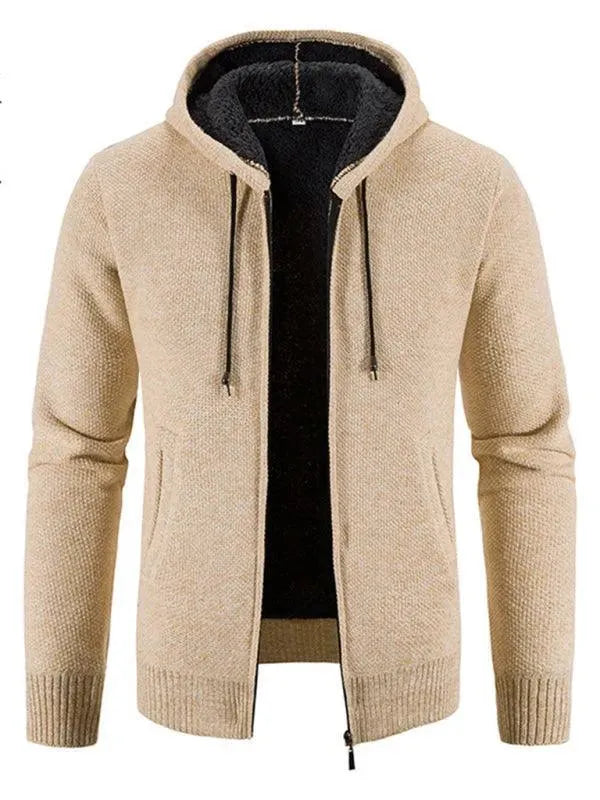 Men’s Hooded Zip Cardigan Sweater – Full Zip with Pockets