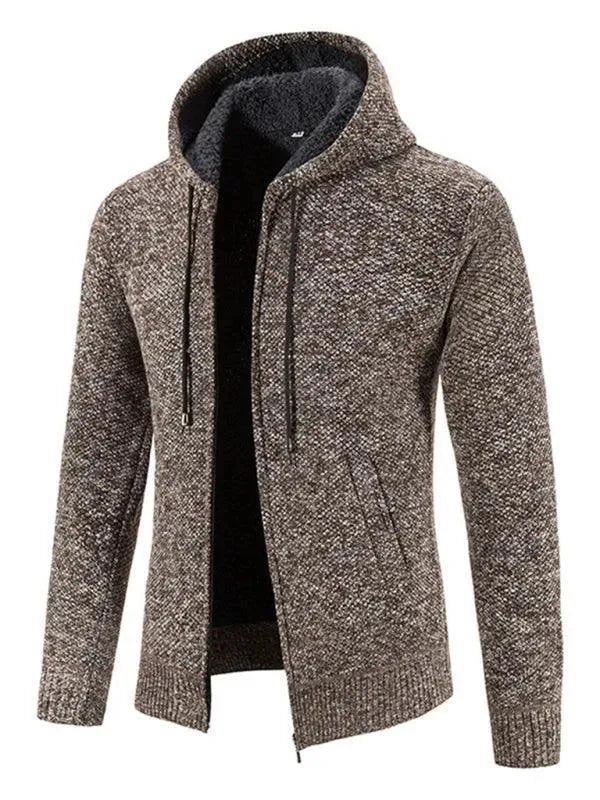 Men’s Hooded Zip Cardigan Sweater – Full Zip with Pockets
