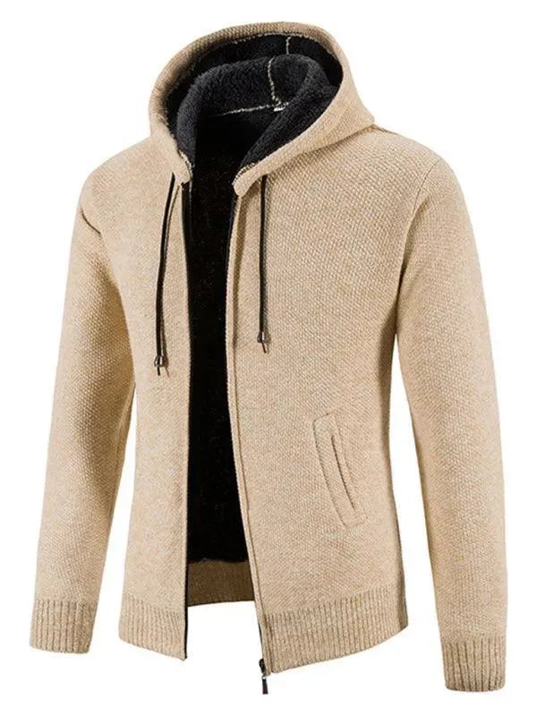 Men’s Hooded Zip Cardigan Sweater – Full Zip with Pockets
